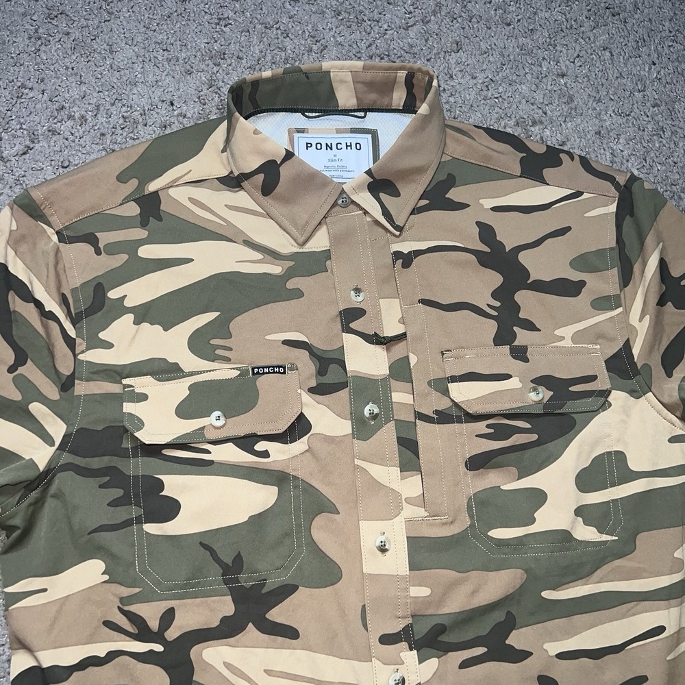 Poncho The Cordoba Original Short Sleeve Shirt Men's Medium Slim Fit Camo